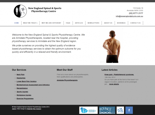 New England Spinal & Sports Physiotherapy Centre website