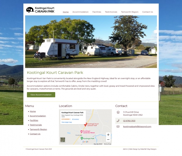 Kootingal Kourt Caravan Park website