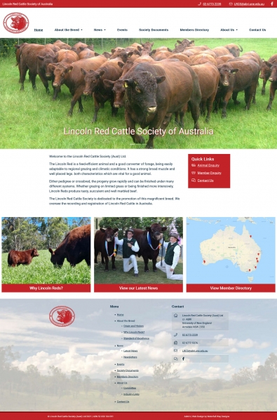 Lincoln Red Cattle Society of Australia  website