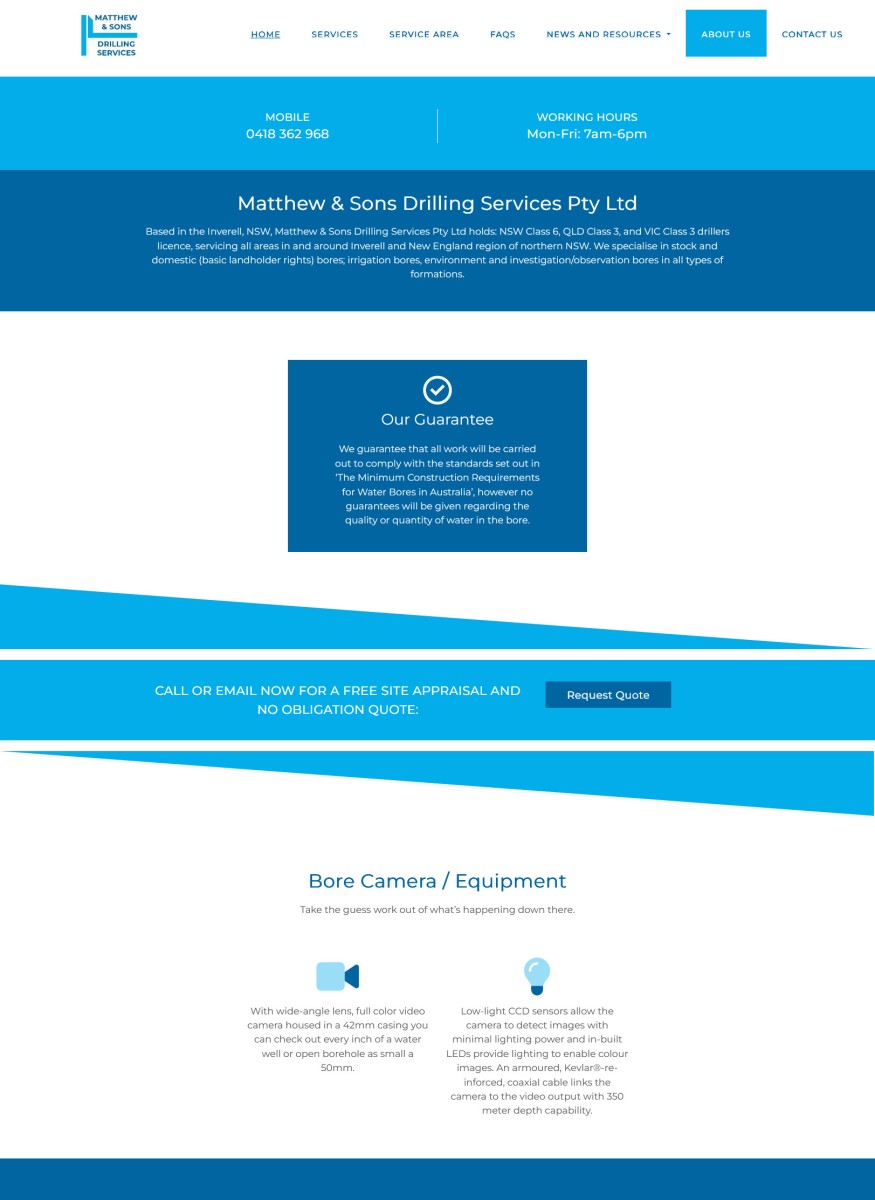 Matthew & Sons Drilling Services website