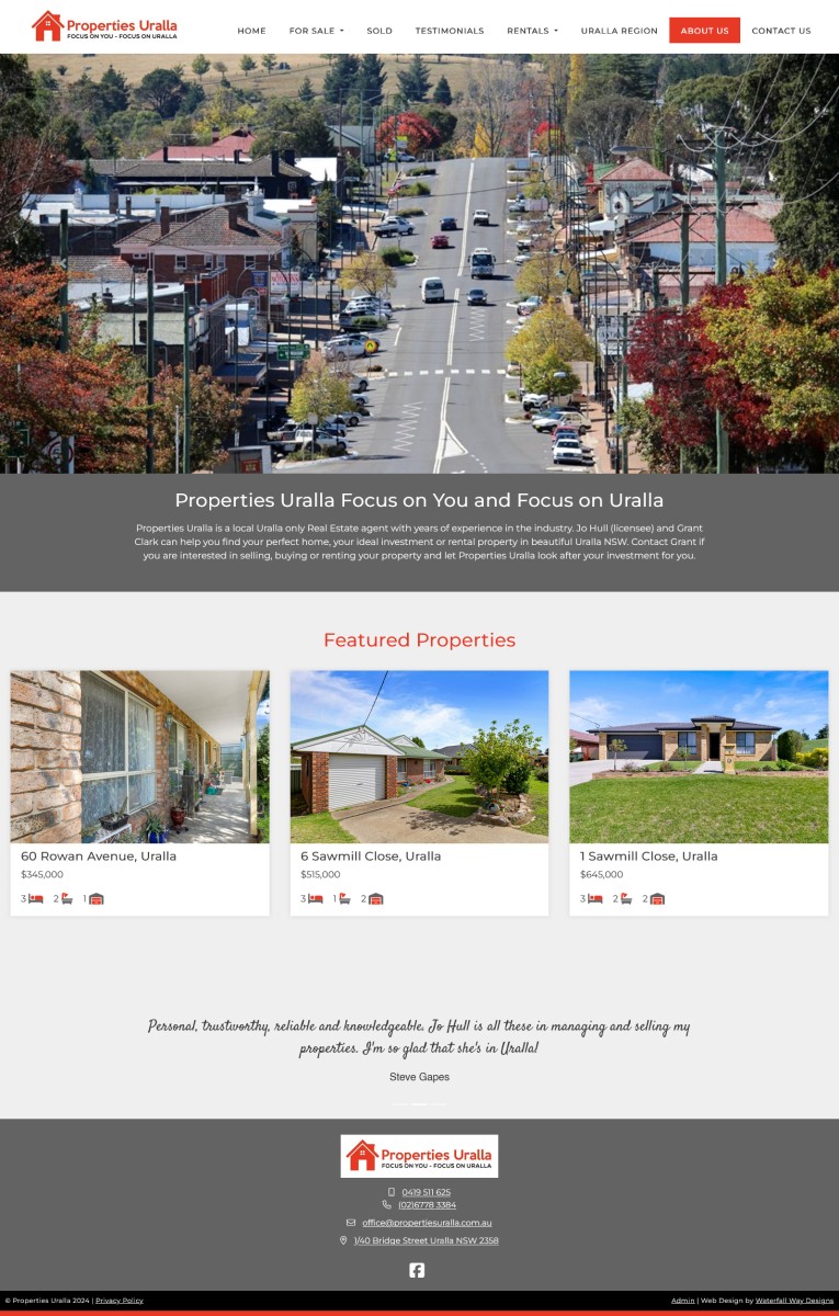 Properties Uralla website