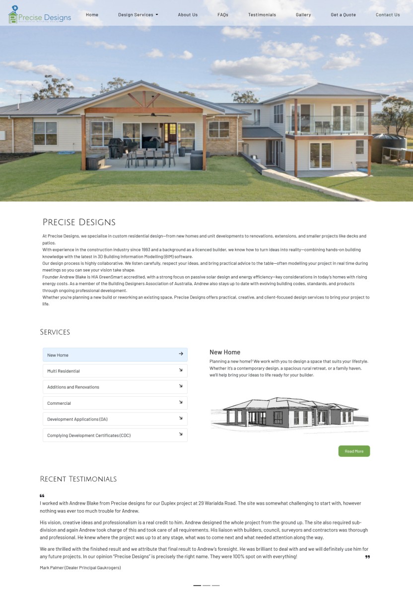 Precise Designs website
